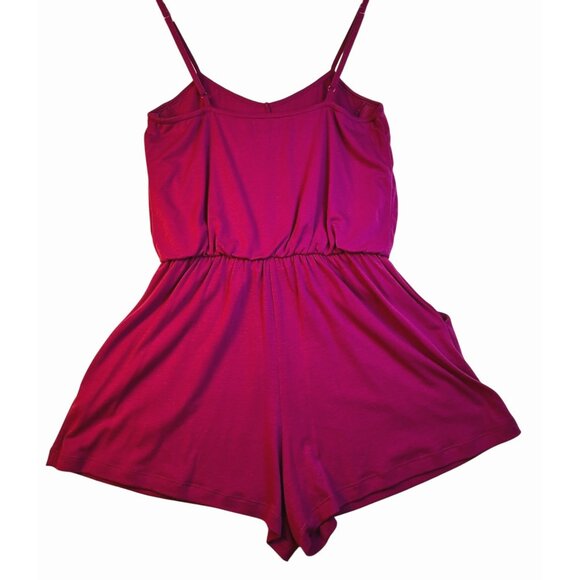 Xhilaration Womens Pink Sleeveless Romper Sz S Crochet-Pockets Comfy Feminine - Picture 10 of 12